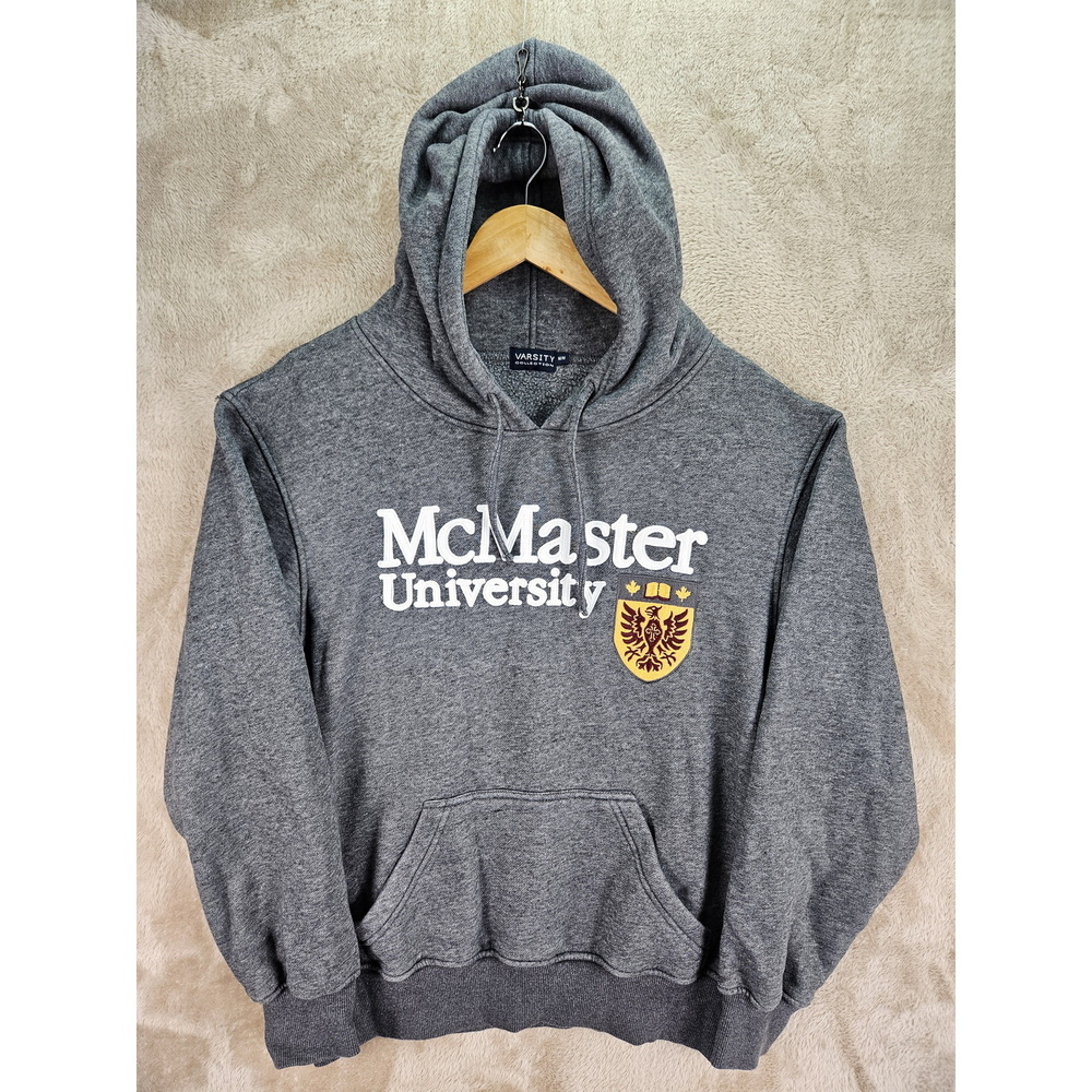 McMaster University Hoodie Pullover Sweatshirt Spellout Big Logo Size M